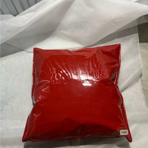 Fendi Glossy Red Embossed Cushion